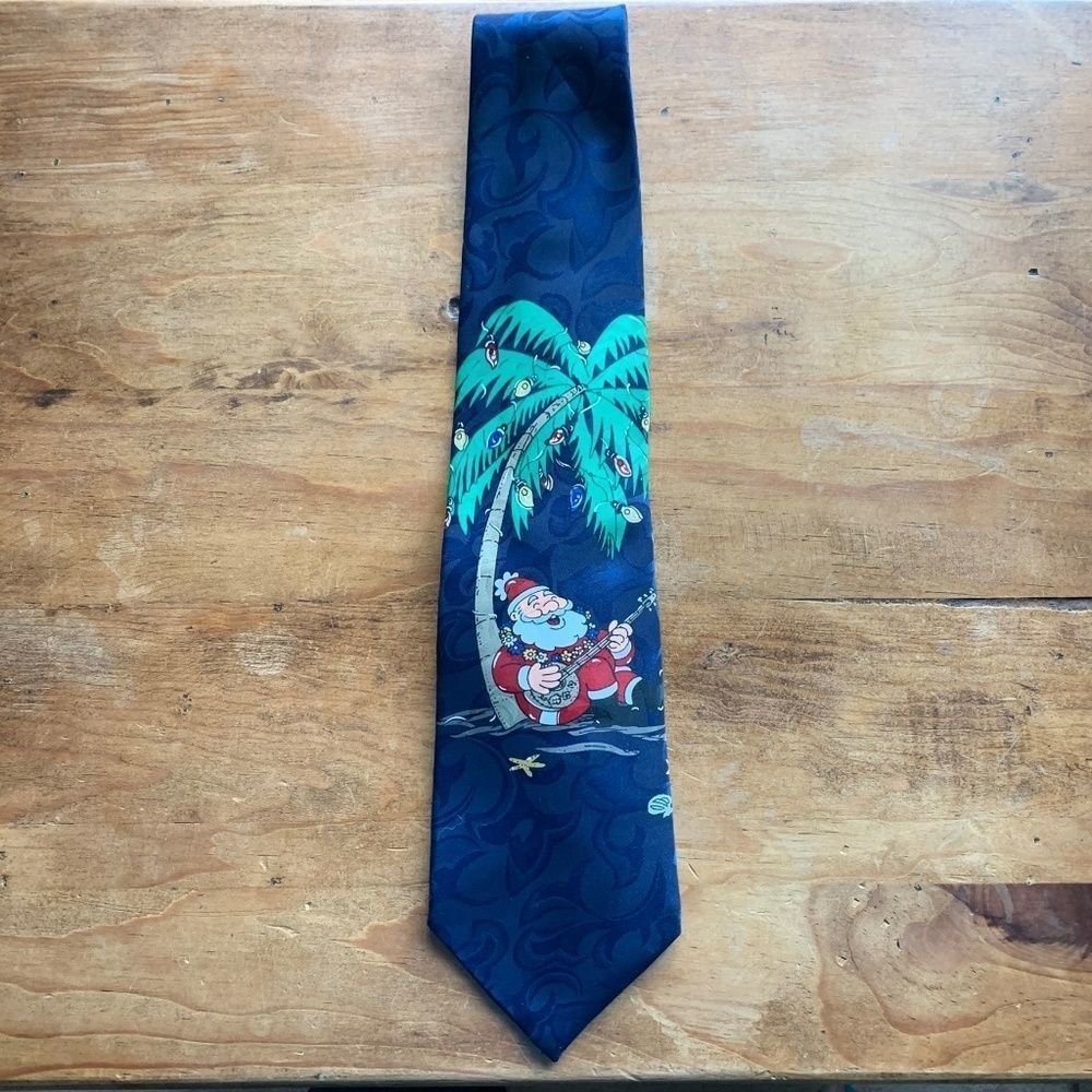 Christmas Tie Santa Palm Tree Banjo Jingle Bells